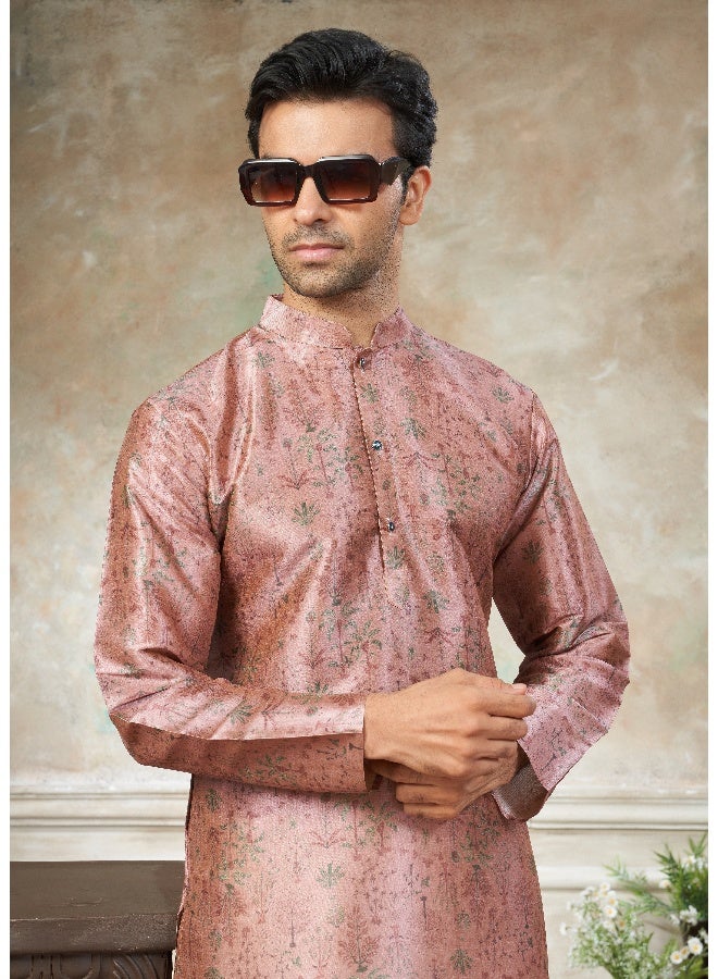 OUTLUK Pink Premium Silk Kurta for Men - Image 3